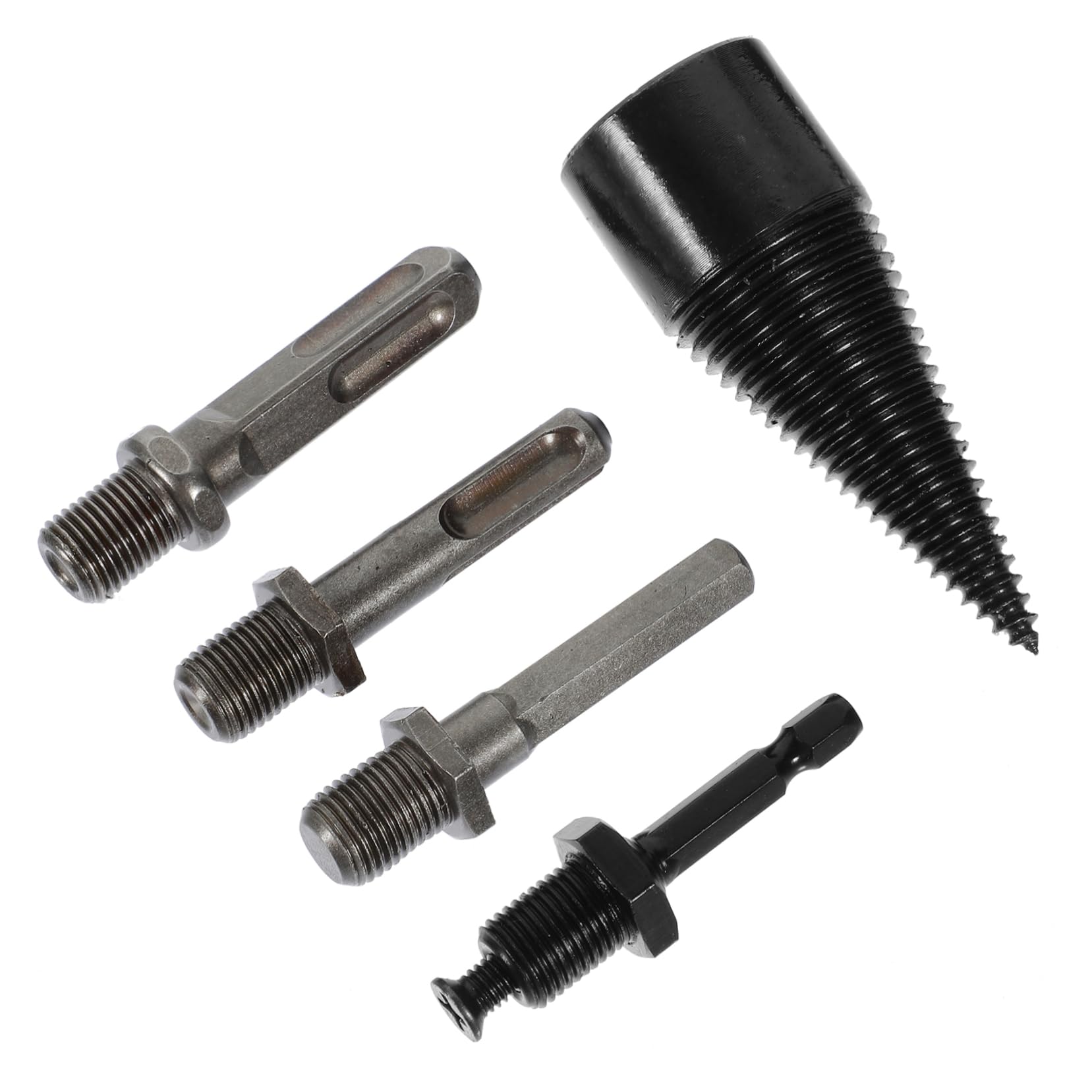 INOOMP 2 Set Set Di Bit Trapano Legna Da Ardere Spaccalegna Per Legna Da Ardere Punta Da Trapano Per Spaccalegna in Metallo Acciaio Carbonio Black 5 Pezzi*2