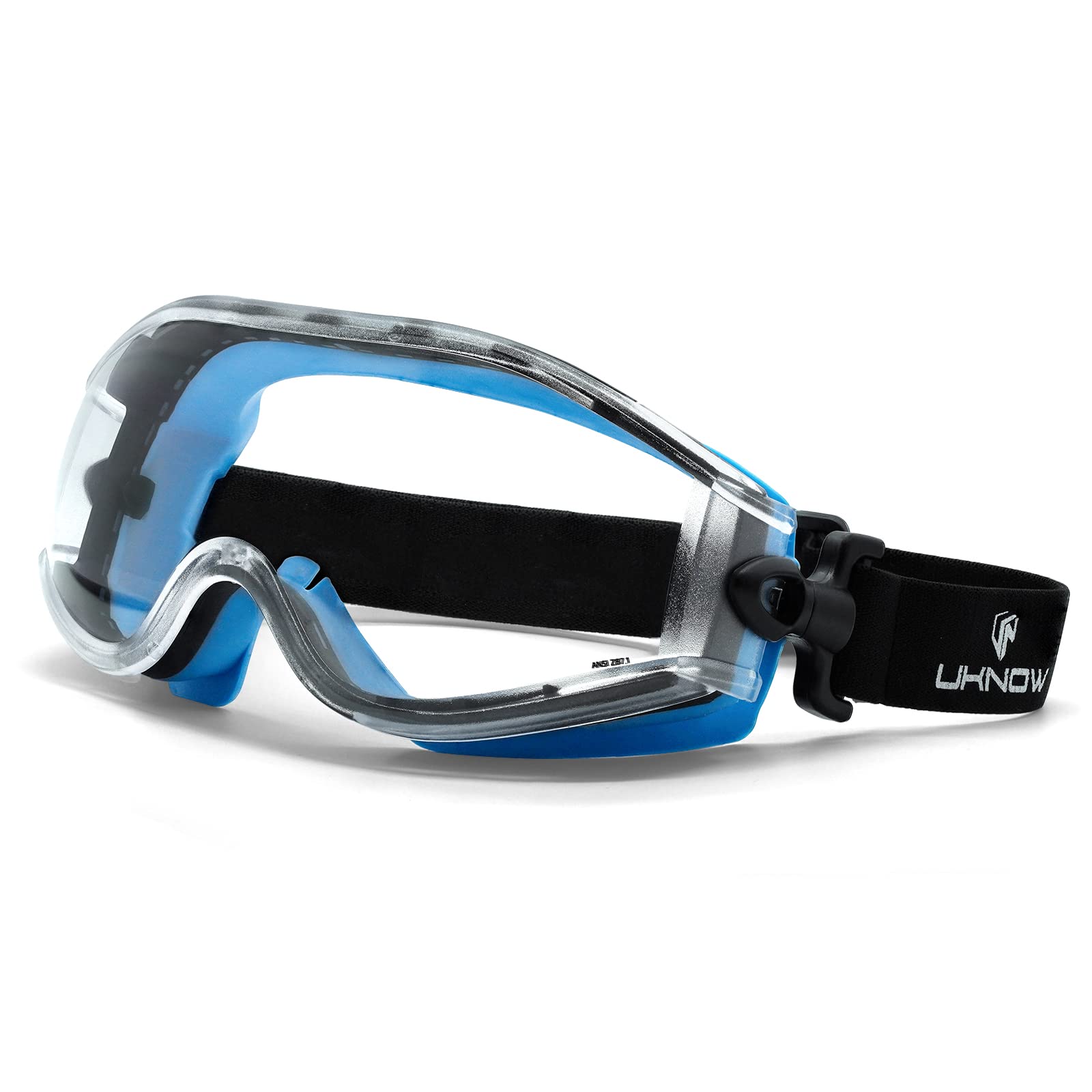 UKNOW Safety Goggles Over Glasses - Anti-Fog Clear Lens - ANSI Z87.1 Certified Eye Protection for Lab Work, Industrial Use