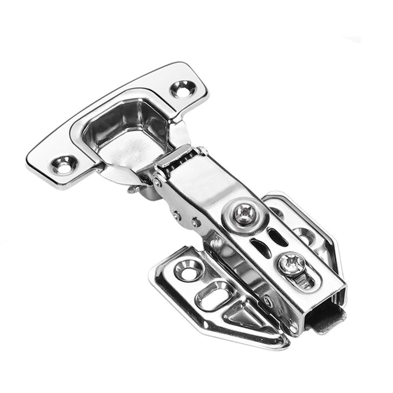 50 Pack-Cabinet Hinges, 100 Degree Soft Closing Full Overlay Door Hinge for Frameless Cabinets, Stainless Steel Nickel Plated Finish(Removable,Full Overlay)