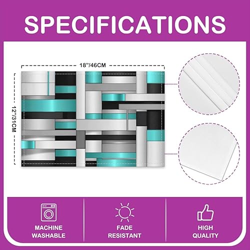 Miniatura 8 de jejeloiu Juego de 4 manteles individuales geométricos, manteles individuales modernos de arte abstracto de 12 x 18 pulgadas para decoración de mesa