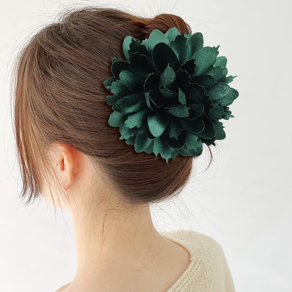 4 Pack Hair Claws Satin Flower Clips Large Elegant Hair Accessories Women Girls Amazon.com: Cinaci 4 Pack Black Plastic Hair Claws with Big  main image 4