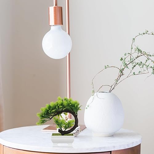 Miniatura 4 de EXCEART Bonsái artificial de pino artificial en maceta, bonsái de imitación para decoración del hogar en interiores, oficina, ventana, patio, jardín