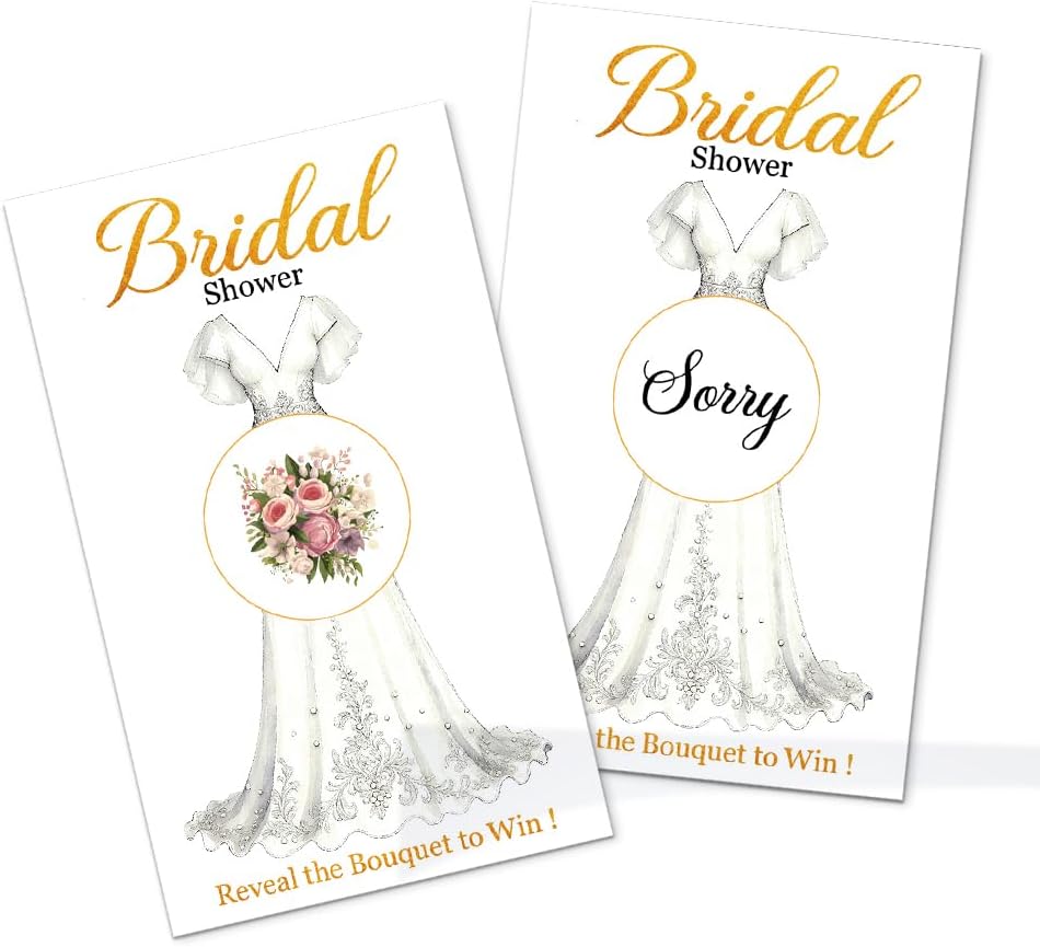 50Pcs Find Bouquet To Win Bridal Shower Scratch Off Game, Floral Scratch Card For Bridal Shower, Wedding Raffle Tickets Lottery Game, Funny Engagement Party Reveal Activities Supplies - Image 1 of 6