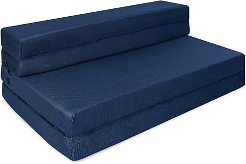 Miniatura 1 de Milliard Colchón plegable de espuma de tres pliegues, tamaño King, colchón de sofá plegable