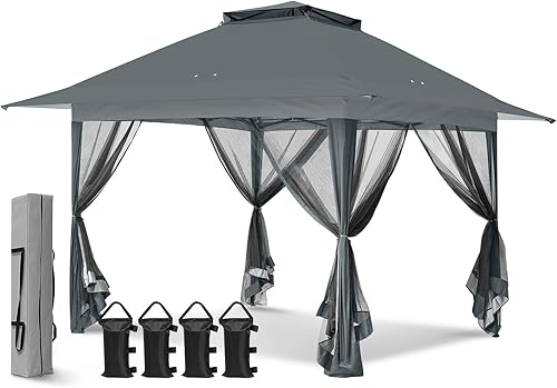 EAGLE PEAK Gazebo desplegable de 13 x 13 pulgadas con red de malla, toldo mosquitero fácil de instalar para patio y patio trasero, kiosco al aire