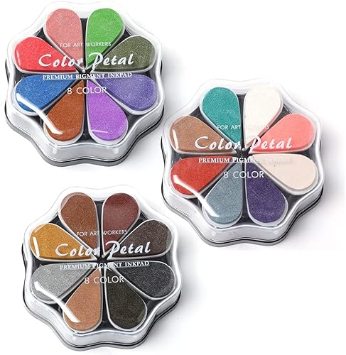 Miniatura 7 de Almohadillas de tinta para dedos de 24 colores, almohadillas de sello de tinta lavables para manualidades, sellos de goma en forma de pétalo, socio