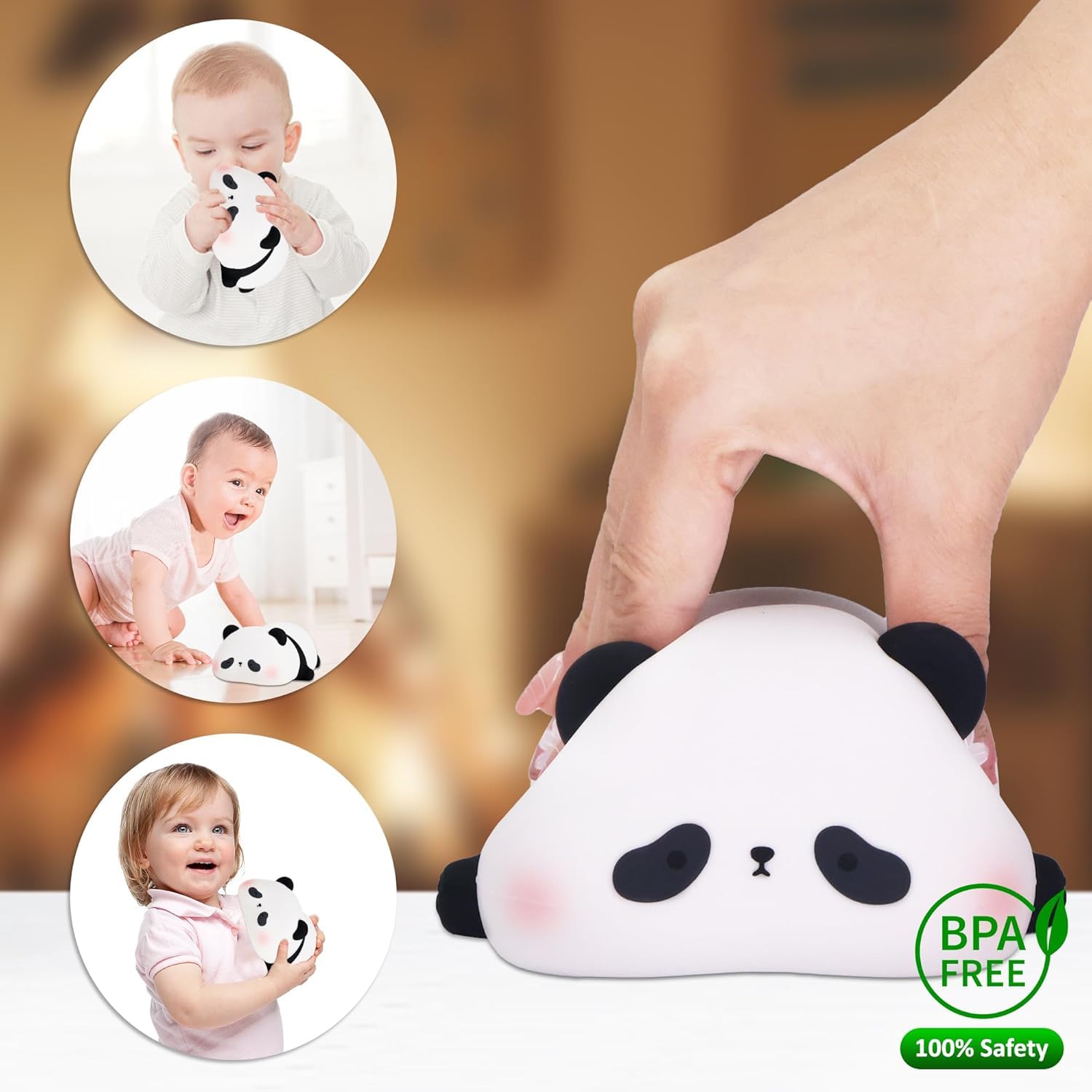 Desidiya® Lying Panda Night Light - Soft Silicone Color-Changing LED Touch Lamp with Timer for Bedroom & Office image 2