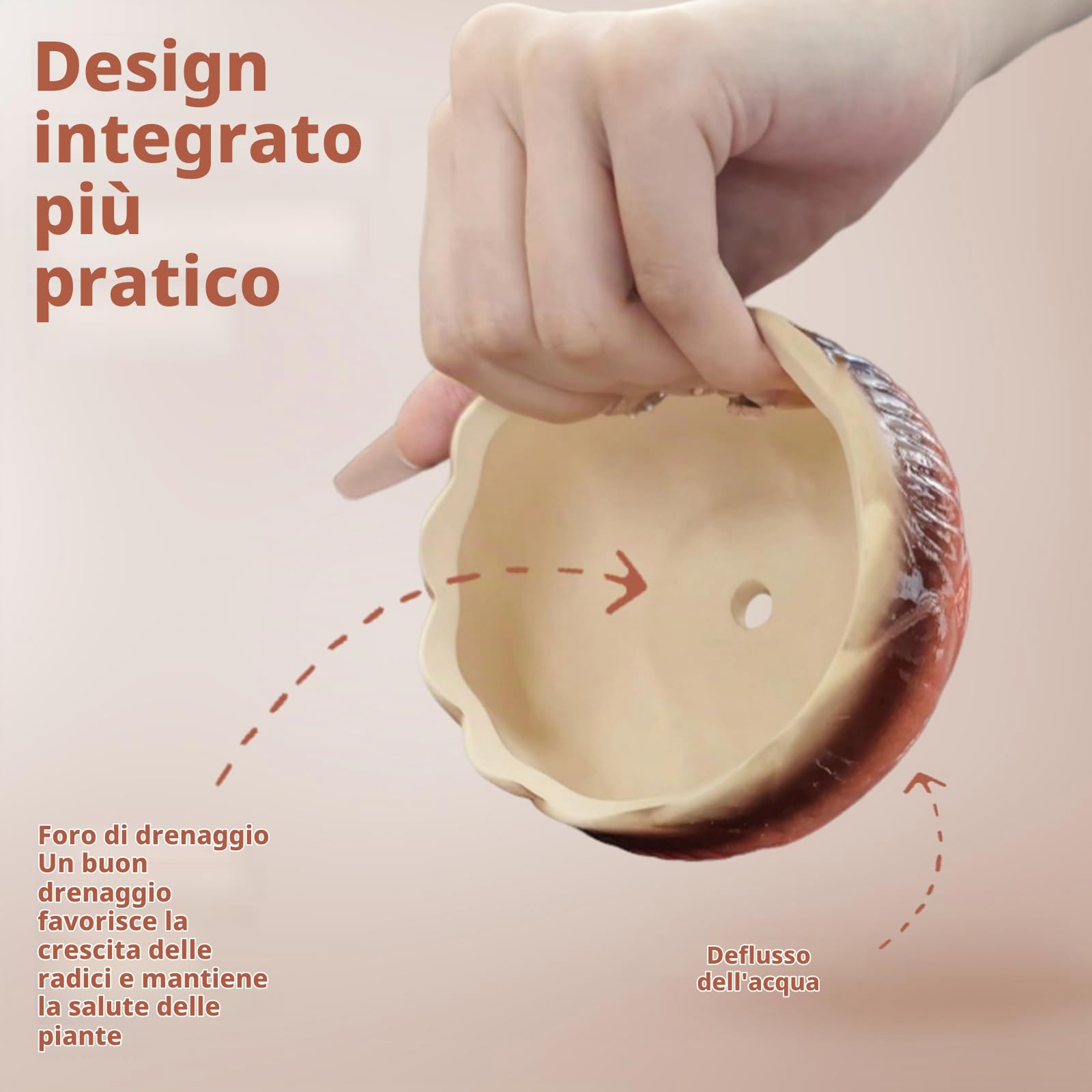 Vasi per Piante Grasse, Vaso per Cactus e Succulente, Set di Vasi Decorativi con Foro di Drenaggio, per Piante da Giardino da Interno/Esterno, Piantine e Semi (Confezione da 4)