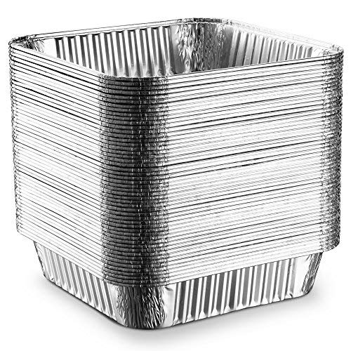 [100 Pack - 8"x8"] Propack Disposable Aluminum Foil Meal Prep Cookware Square Pans, Oven, Toaster, Grill, Cooking, Roasting, Broiling, Baking, Event, Take Out, Restaurant - Thumbnail 2