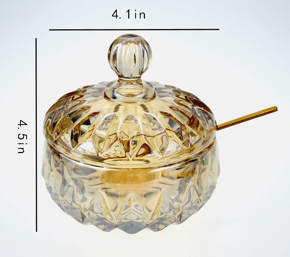 Azucarero de vidrio transparente, tarro de especias, caja de condimentos, olla para condimentos con tapa y cuchara, transparente, 2