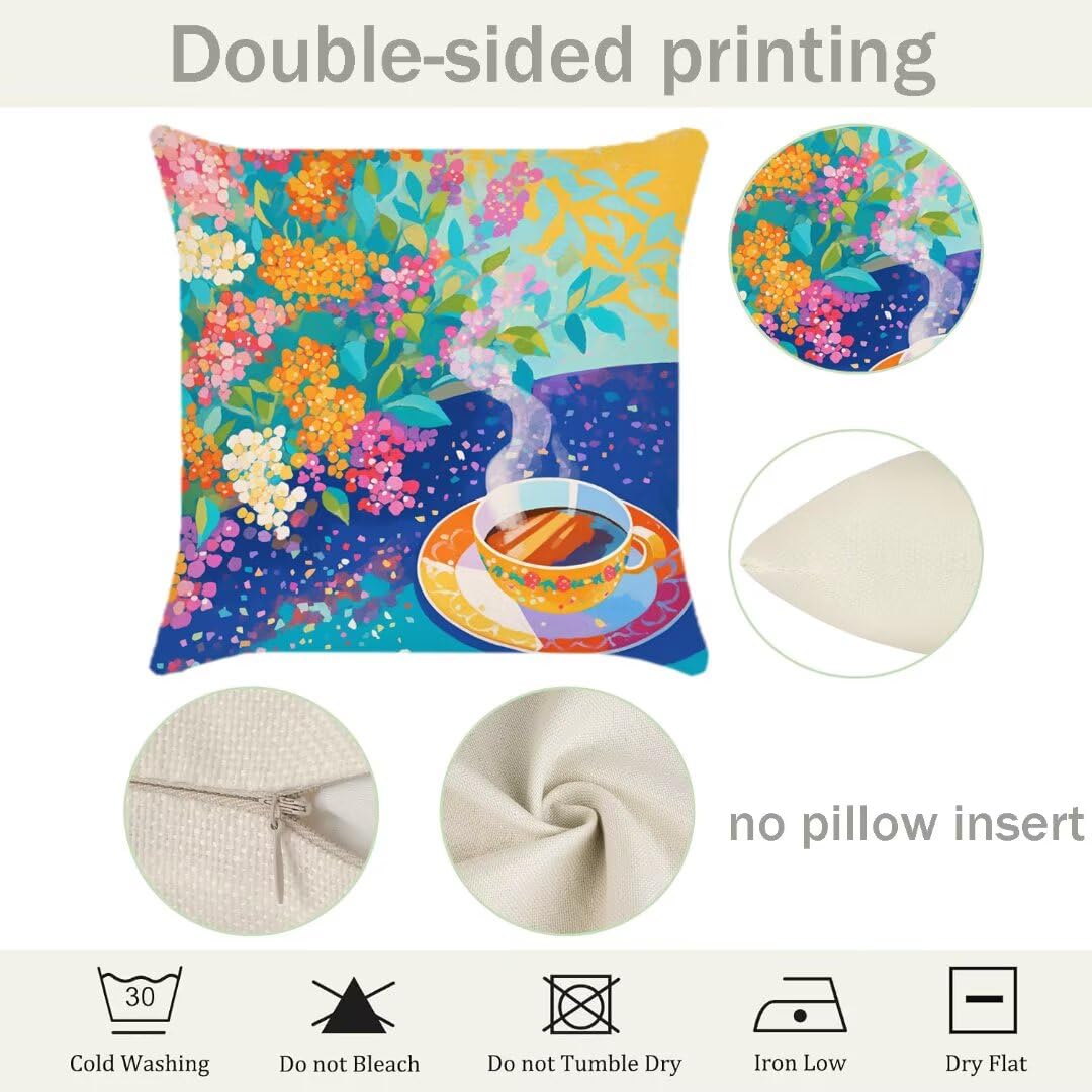 Fundas Cojines 45x45 cm Exterior Cojines Café Fundas de Almohada Juego de 4, Cuadrados Funda Cojin Cortijo Almohadas con Cremallera, Sofa Cama Decorativos para Hogar, Jardín, Salón y Dormitorio Ym289