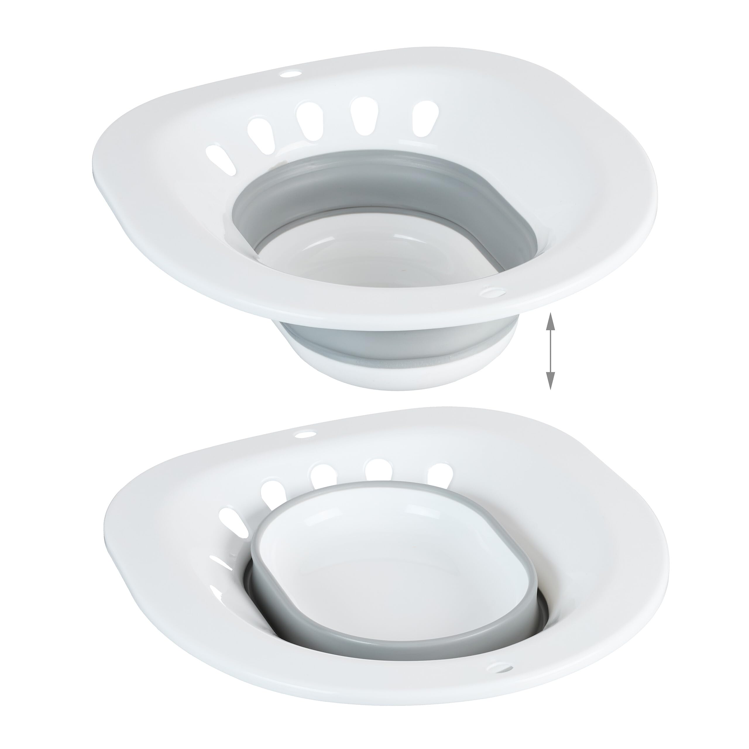 Relaxdays Bidet Pieghevole per WC, HLP: 12 x 36 x 39 cm, Inserto Semicupio Water Igiene Intima, Plastica, Bianco/Grigio