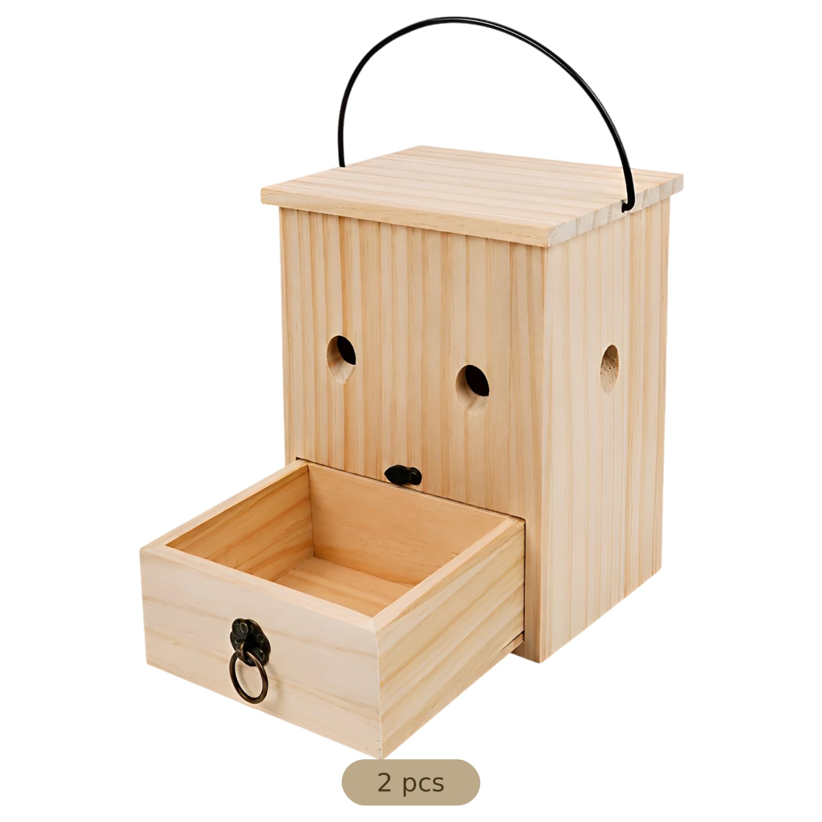 Lot de 2 pièges à guêpes en Bois, réutilisables, résistants aux intempéries, avec tiroir Facile à Nettoyer pour éloigner Les visiteurs indésirables du Jardin, de la terrasse et de la Cour