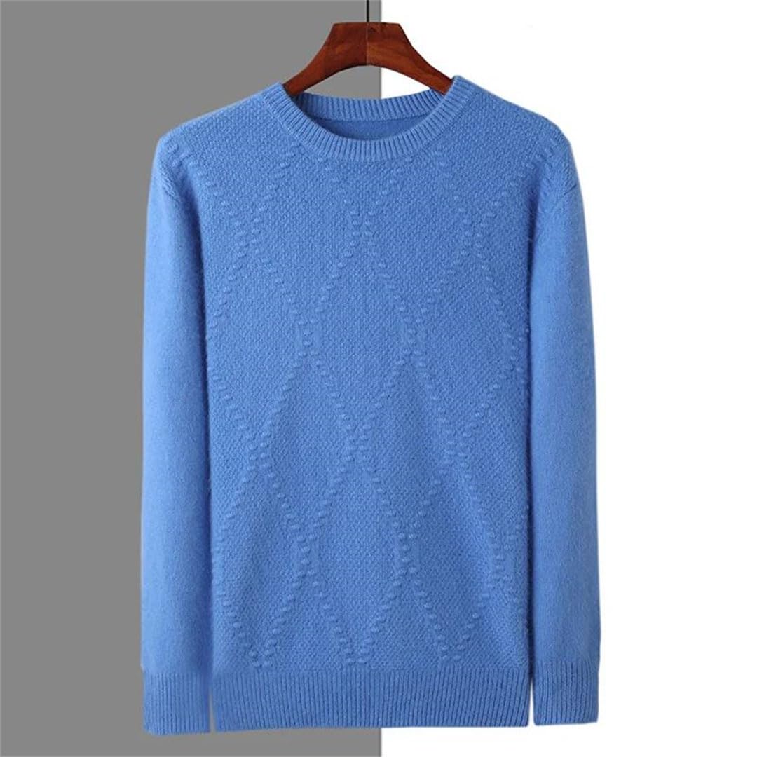 Suéter de invierno para hombre, 100% cachemira, cuello redondo, grueso, trenzado, suelto, talla grande