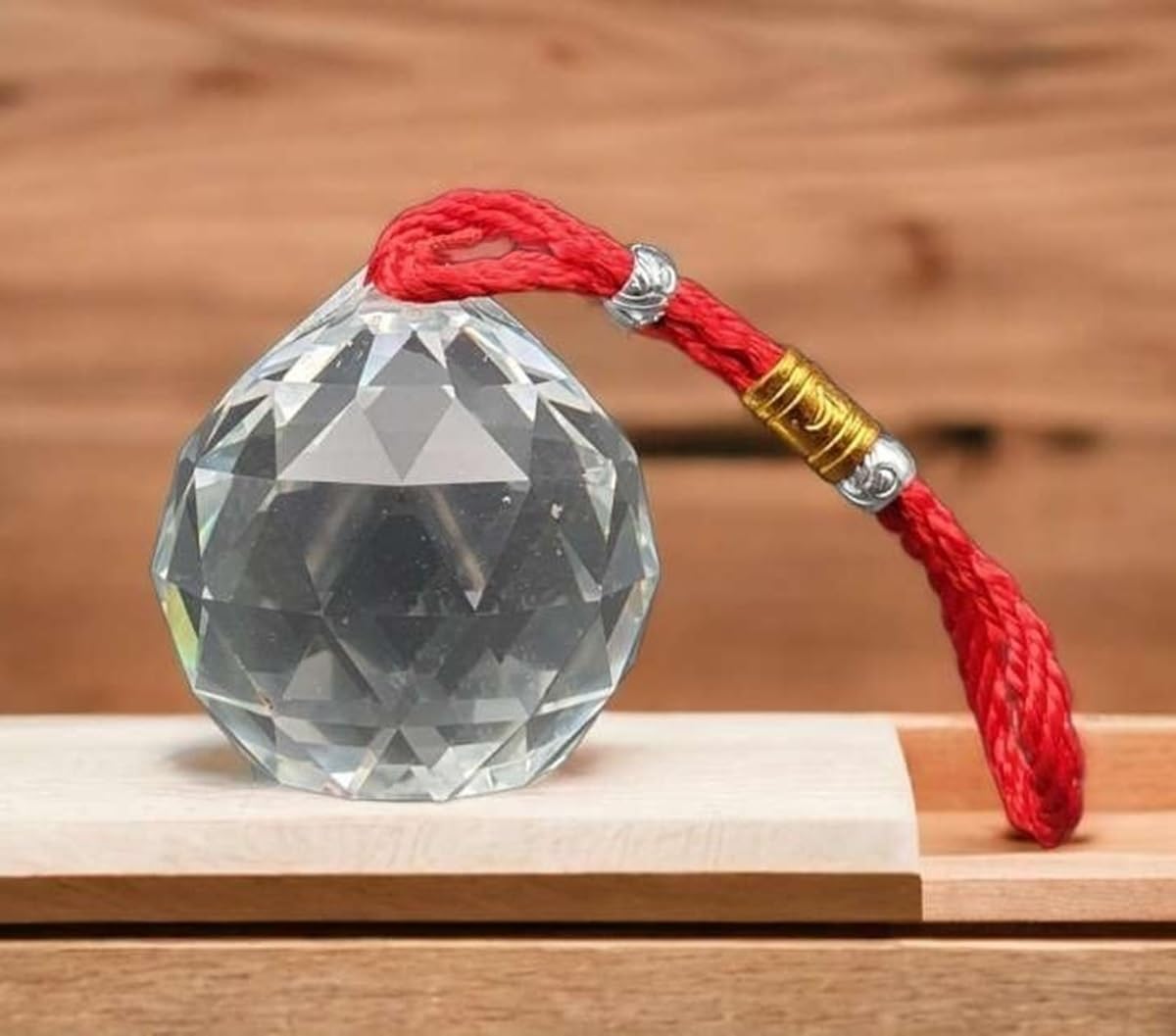 RAMANSH POOJAN SAMAGRI KENDERA Crystal Sun Catcher Hanging Prism Ball with Red String | 35mm Feng Shui Vastu Rainbow Maker for Window, Home & Office Decor-image-30