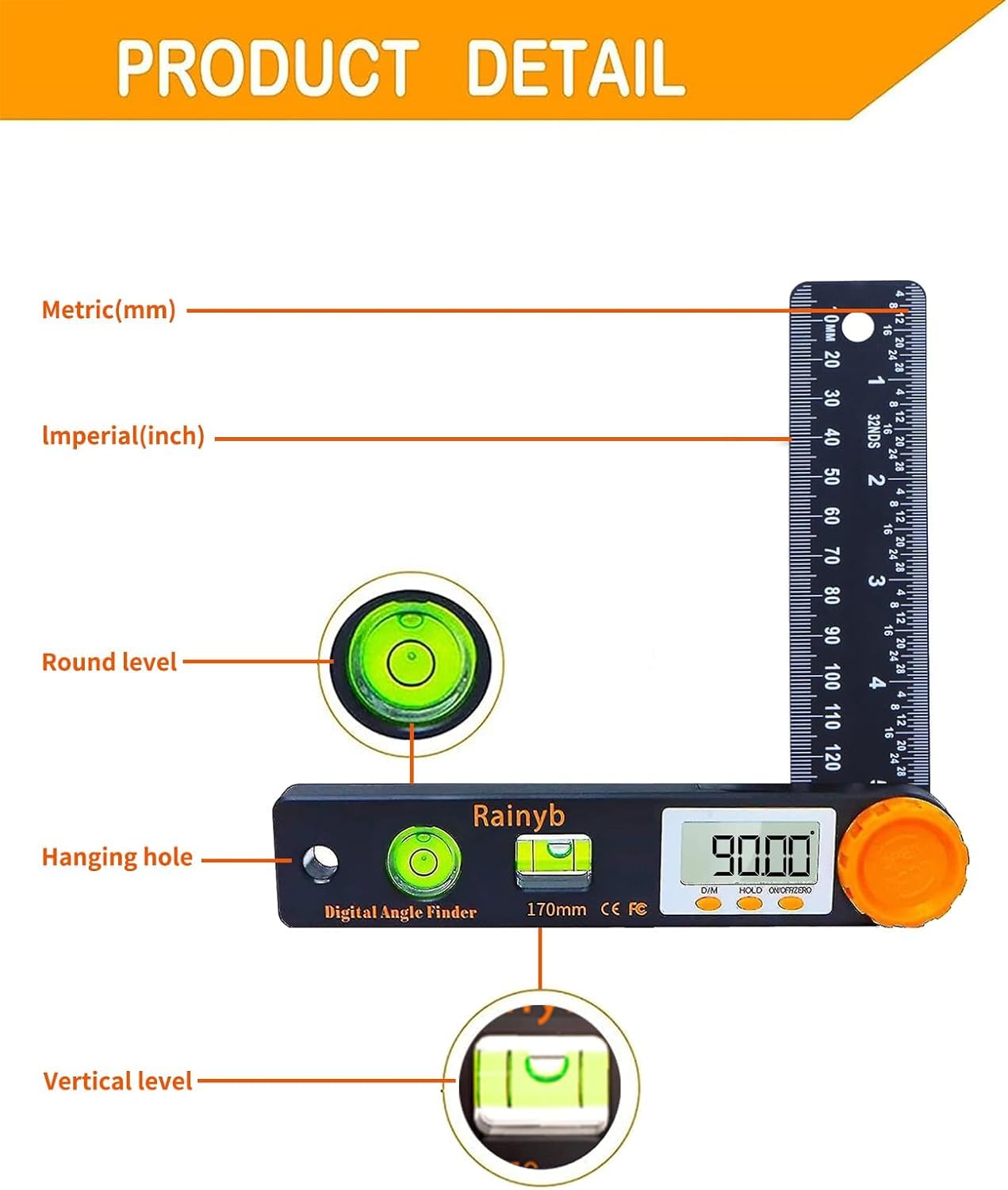 Digital Angle Finder Tool - 360° Protractor -3