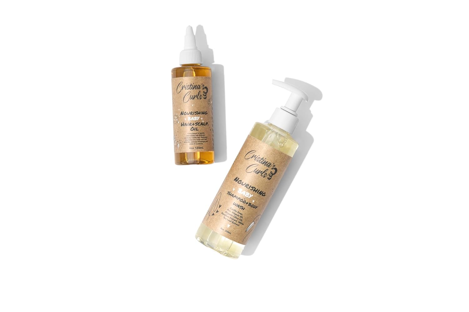 Cristina's Curls Nourishing Baby Wash Day Hair Bundle – Gentle Shampoo + Lightweight Scalp Oil