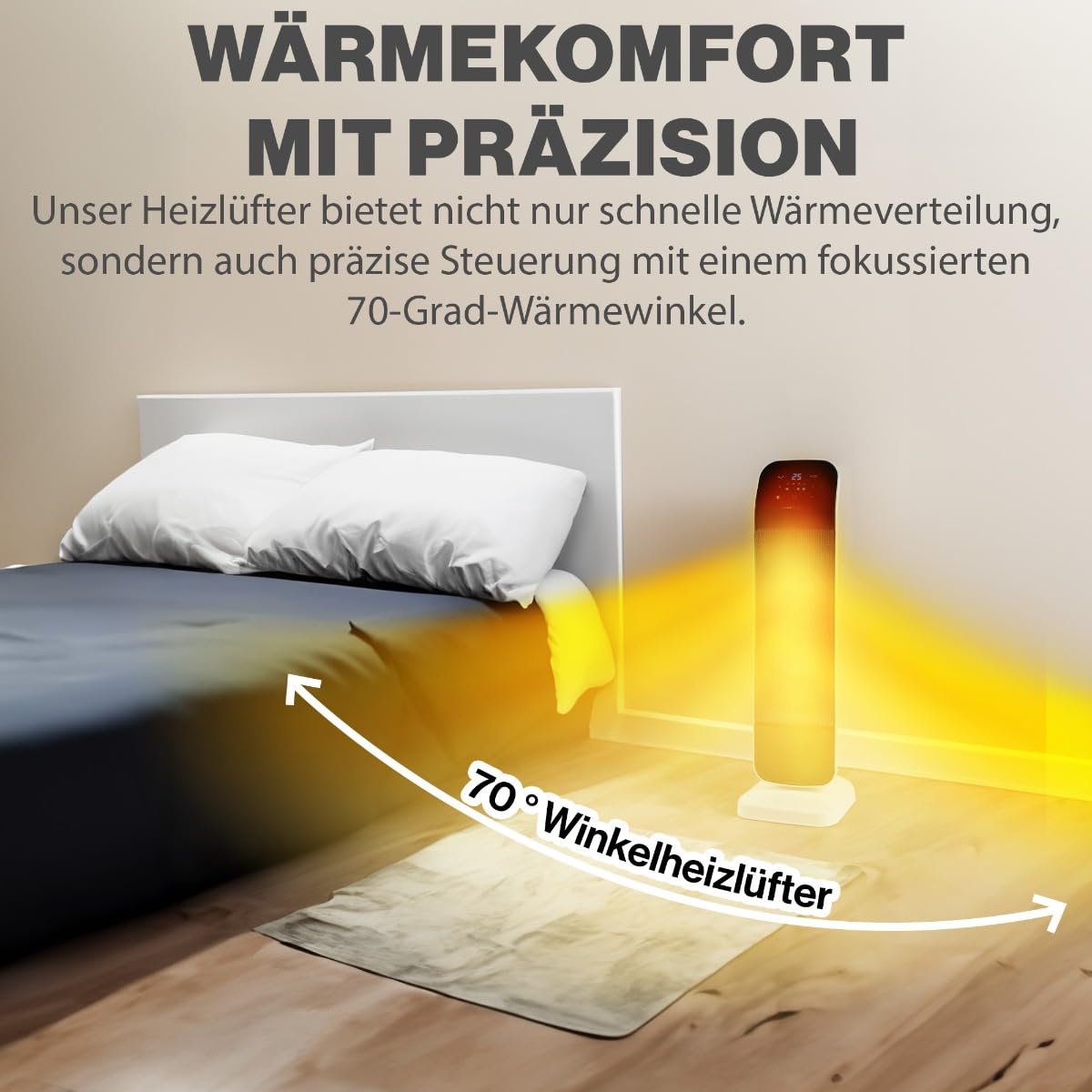 Clatronic Heizlüfter mit PTC-Keramik-Heizelement | 15-35 °C einstellbar | Ventilator kühlen | Keramik-Heizlüfter mit Sensor Touch-Bedienfeld | Einstellbare Raumtemperatur | HL 3763