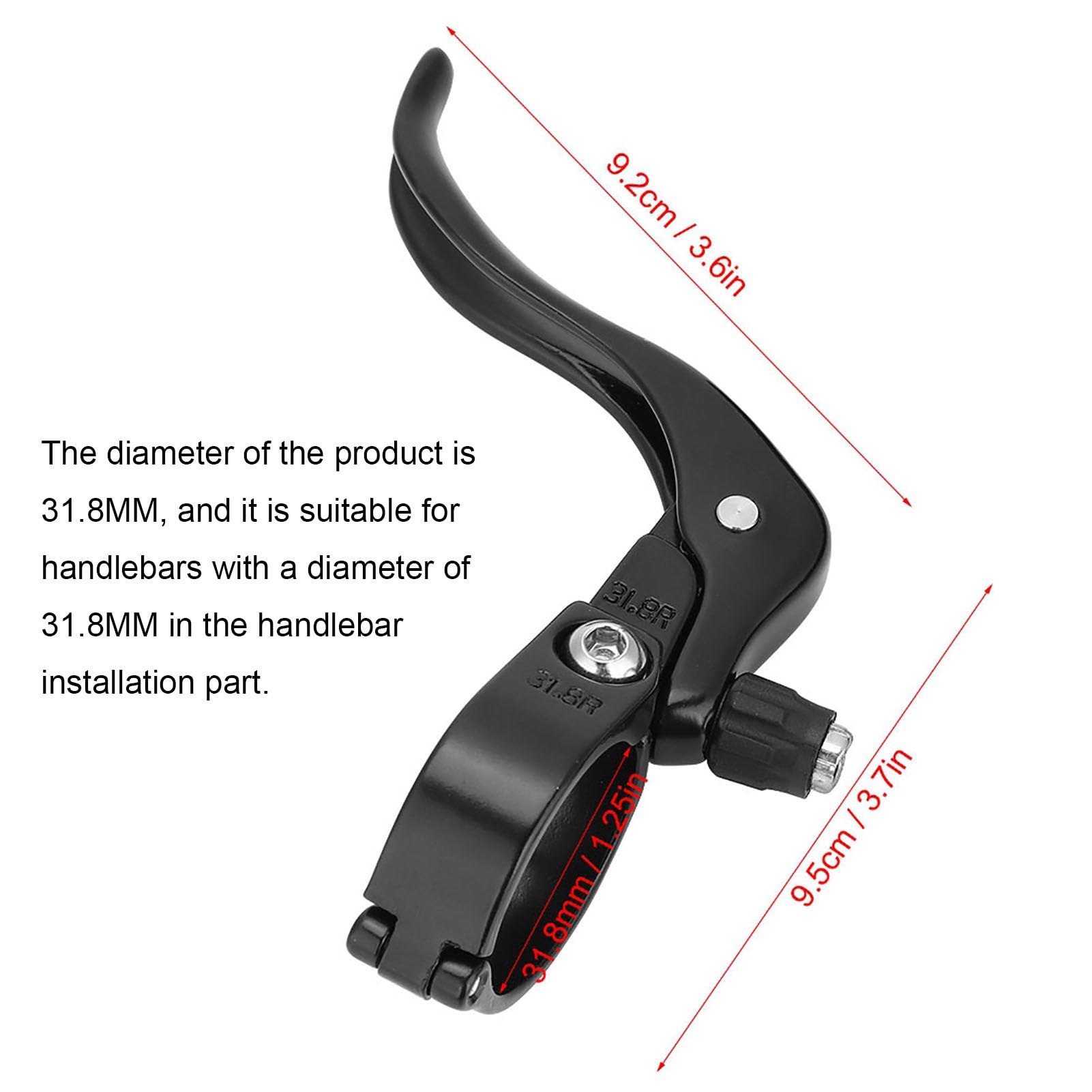 1 Paire de Leviers de Frein de Vélo de Route en Alliage D'aluminium Léger, Accessoires de Remplacement pour Guidon de 31.8mm (Noir)