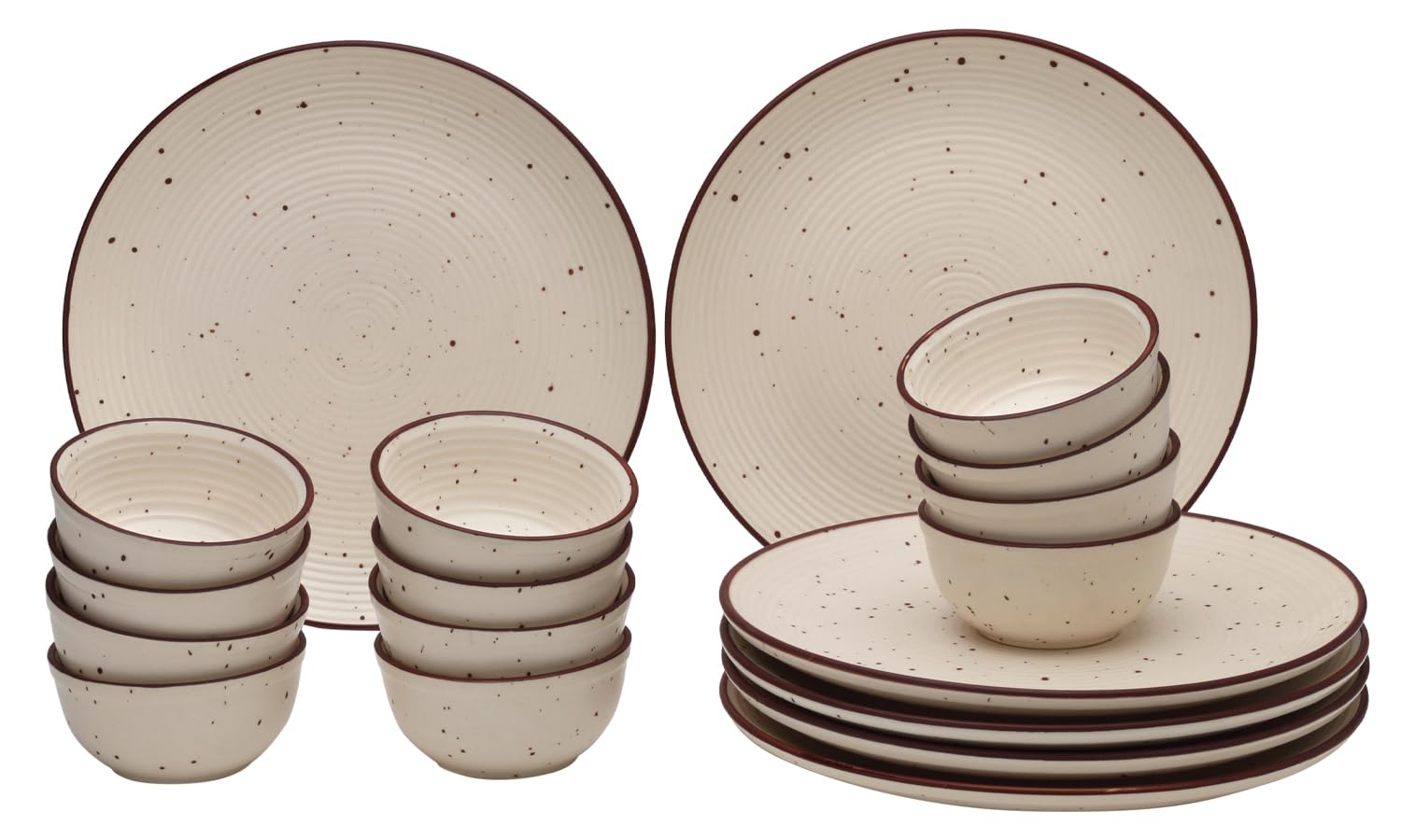 Bodhi House Ceramic Handcrafted Stoneware Dinner Set of 18 Pcs 6 Dinner Plates and 12 Bowl