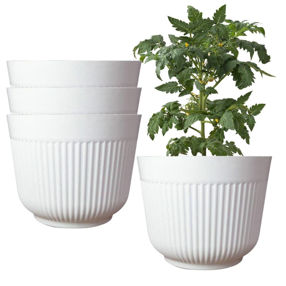 IMAGINEA 12 Inch Flower Pot for Home Decoration | Big Size Plastic Pot for Living Room, Office | Gamla for Home, Laws & Garden Décor | Pots for Balcony | Large Pots for Garden (White, Pack of 4) (B0D7Q3NBRG) Amazon Price History, Amazon Price Tracker