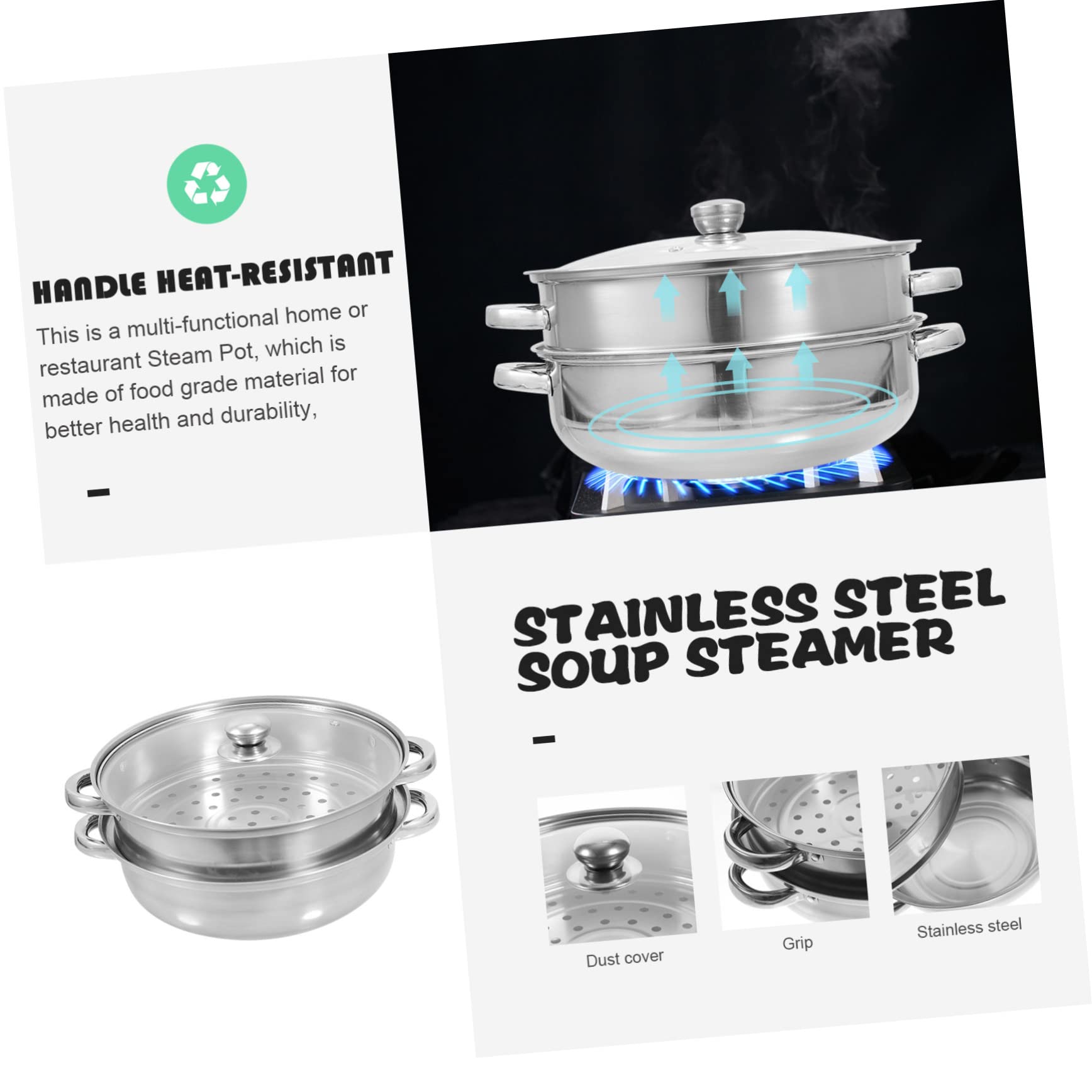 ULTECHNOVO Olla Vaporera de Acero Inoxidable Vaporera Multifuncional para Cocinar Vapor Tapadera para Verduras y Panecillos
