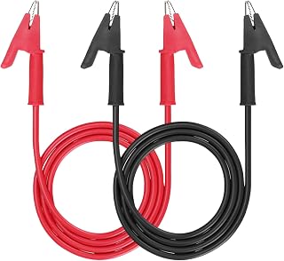 Dual Ended Alligator Clips Electrical Test Leads Set 15A Jumper Wires Heavy Duty with Protective Copper Clips Premium Cables for Electrical Testing Experiment 14 Gauge 6.6ft/2m with 2pcs