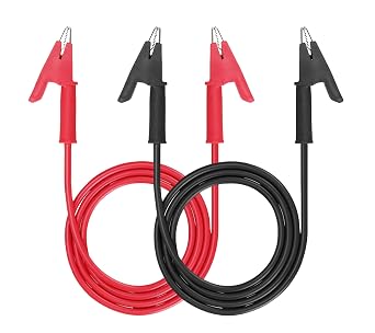 Alligator Clips Test Leads 15A Jumper Wires with Protective Copper Clips 14 Gauge Premium Electrical Test Cables for Battery, Circuit Testing, Electrical Experiments 2PCS