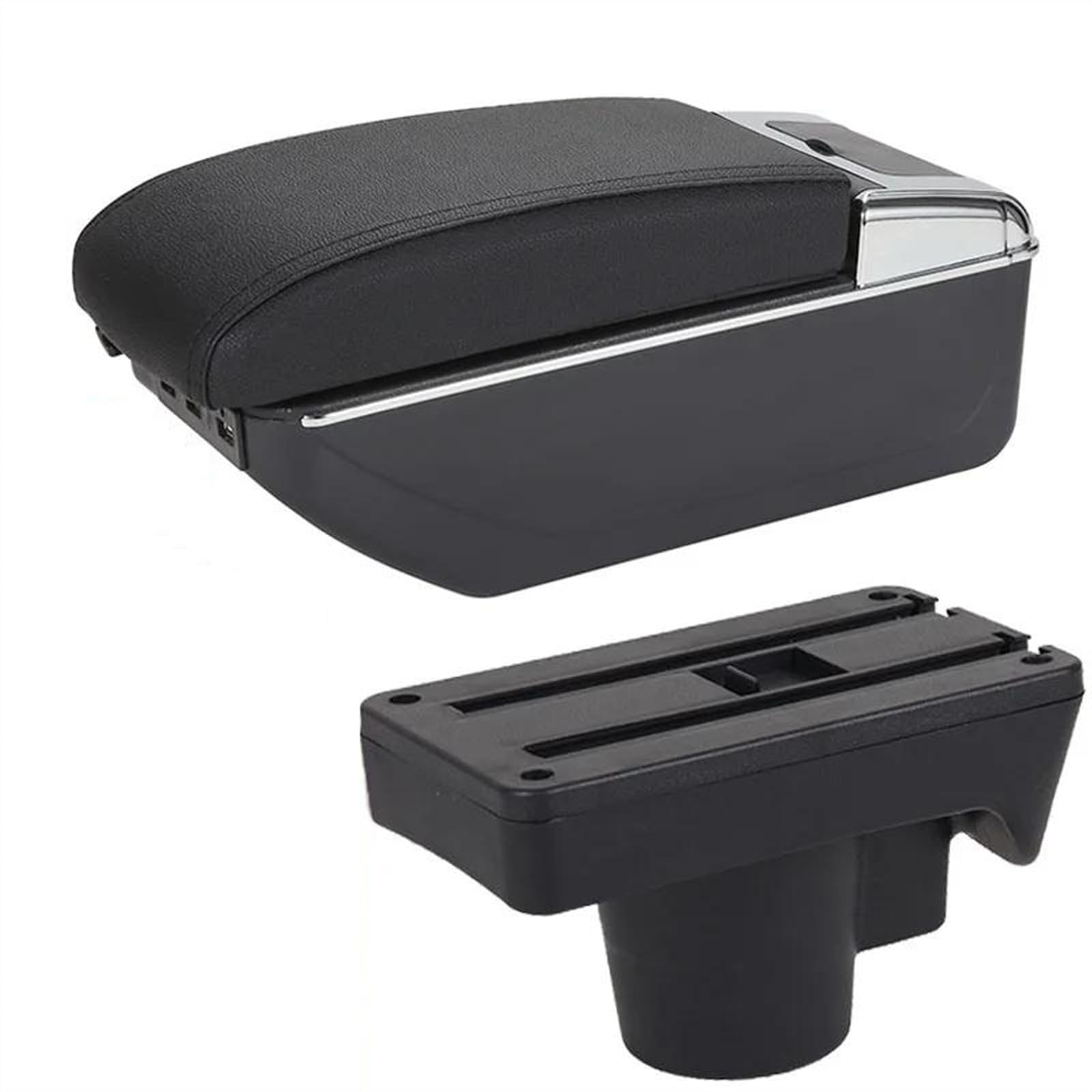 NOHEEU Car Center Console Storage Box Multifunctional Armrest Interior Accessories For Astra 2006-2011(A2 Black line 7USB)