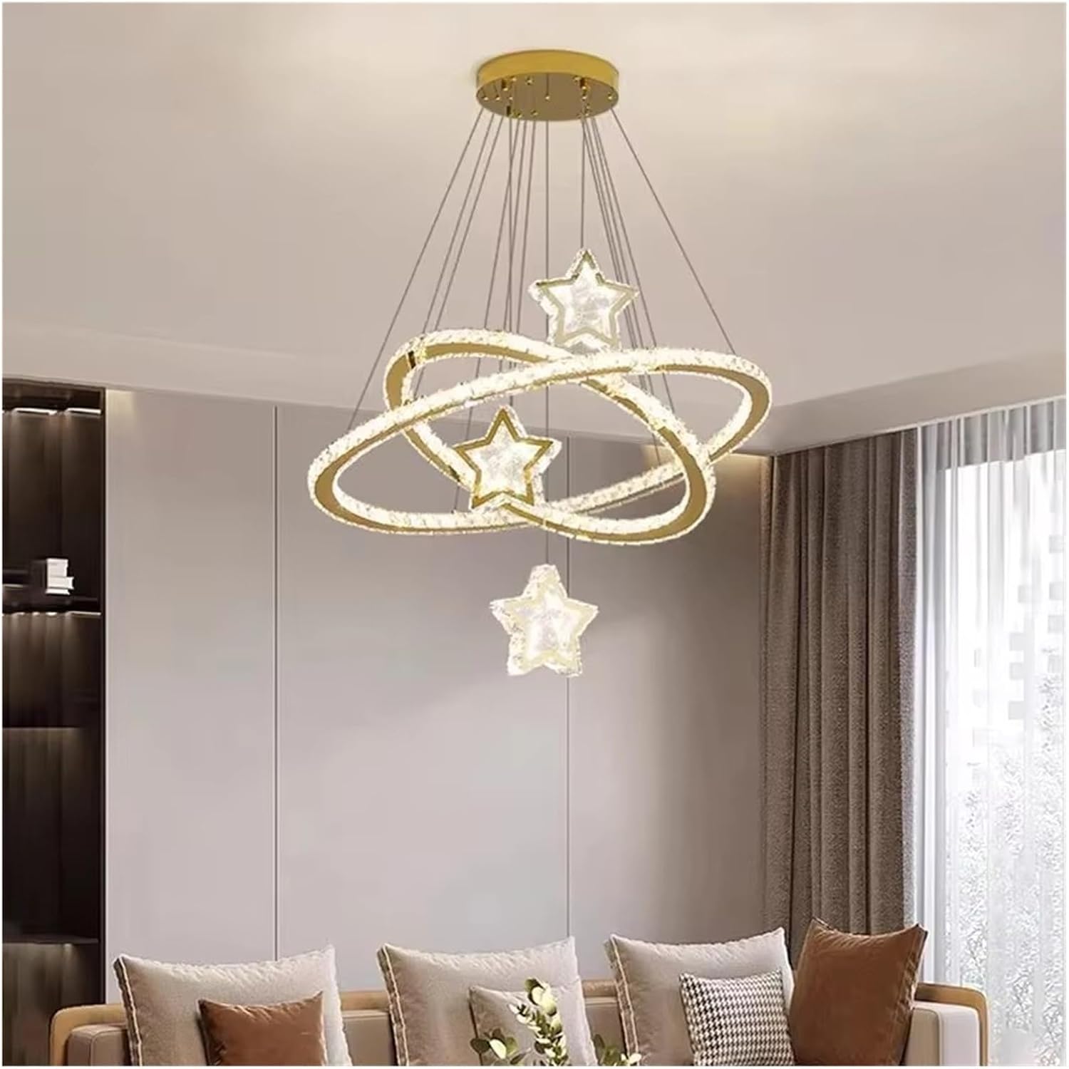 Modern Home Decoration Salon Lamps for Living Room Crystal Pendant Lights Dining Room Indoor Living Room Bedroom Lighting(80 100cm)