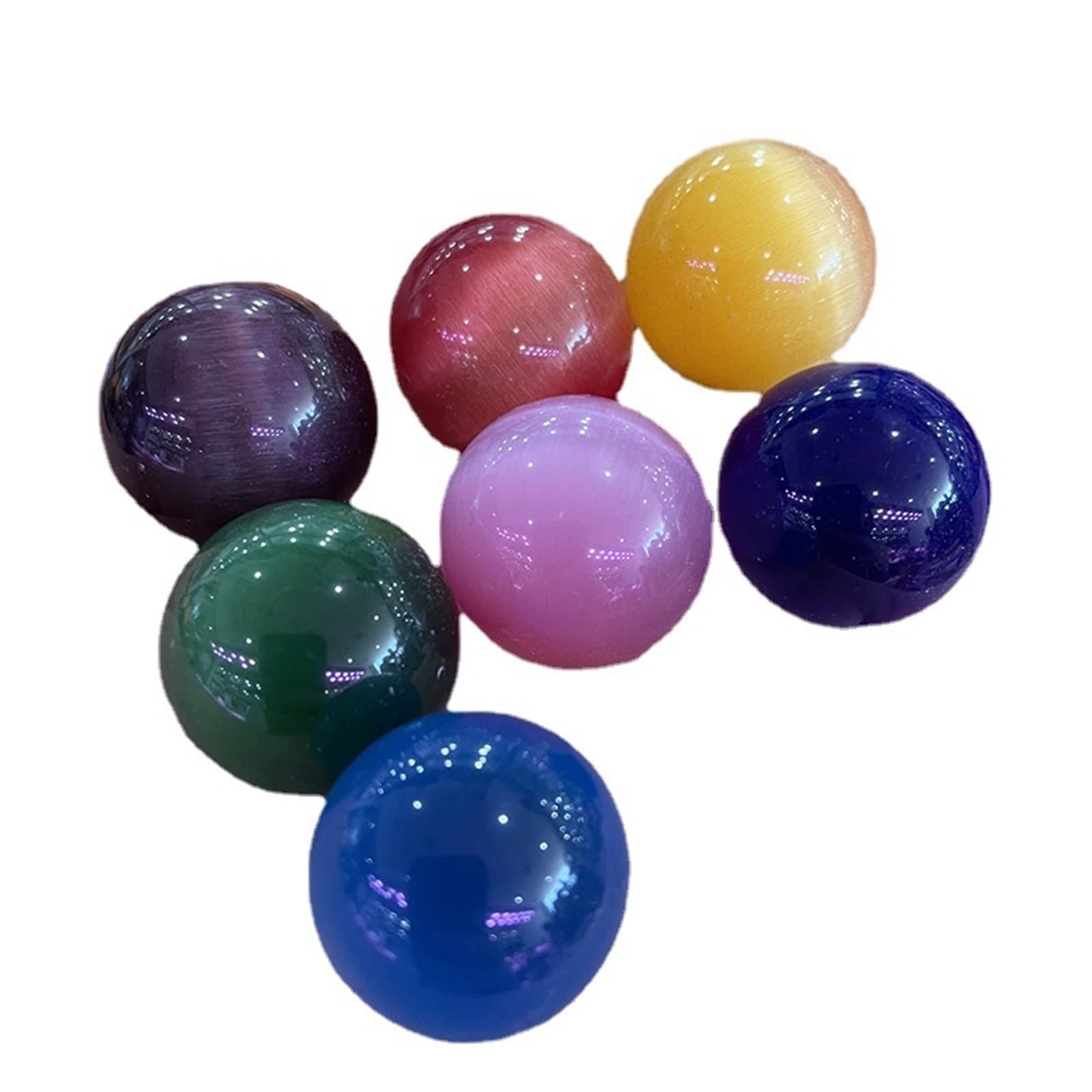 Raumdekoration 20 mm Katzenaugen-Quarz-Kristallkugel, Murmeln, 8 Glasfaser-Kugeln for Seven Star Array (Color : Purple)