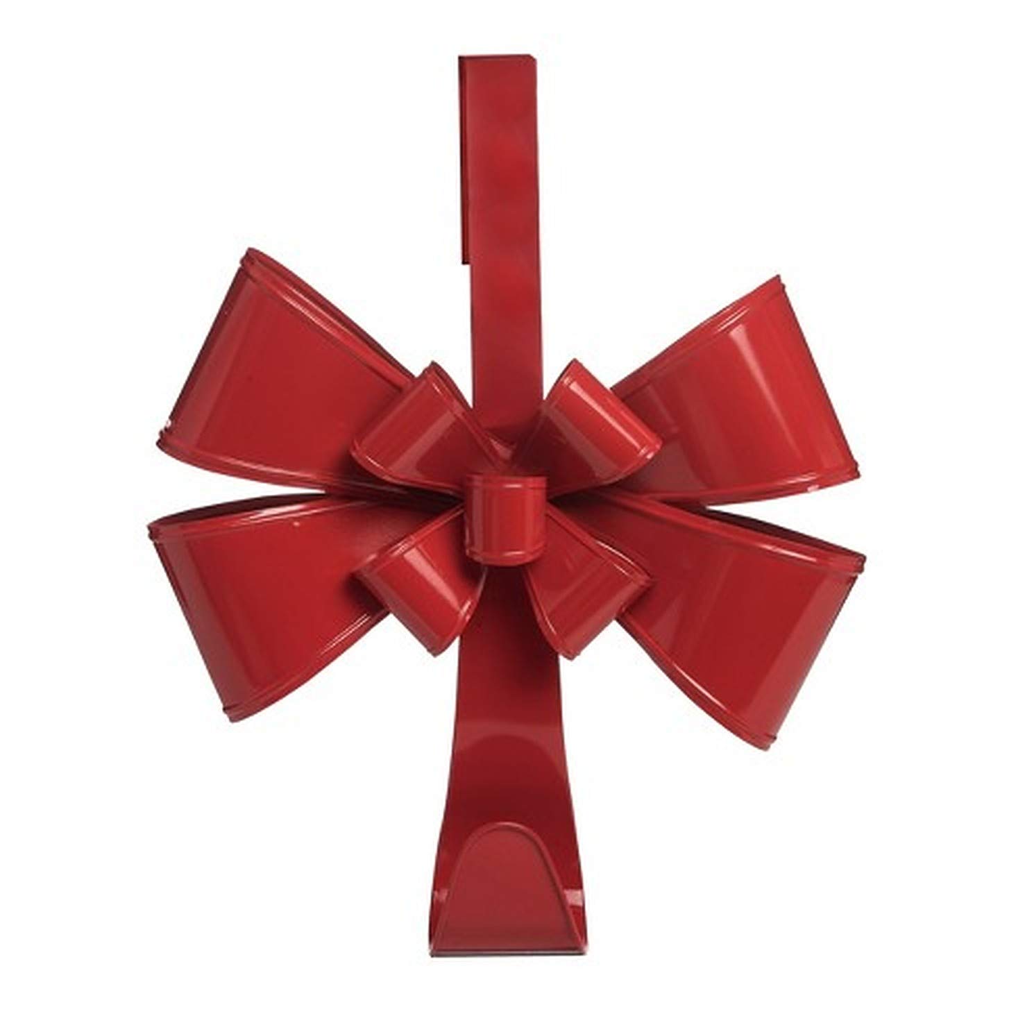 Transpac Red Bow 21.25 x 15.5 inch Elegant Galvanized Metal Christmas Wreath Door Hanger