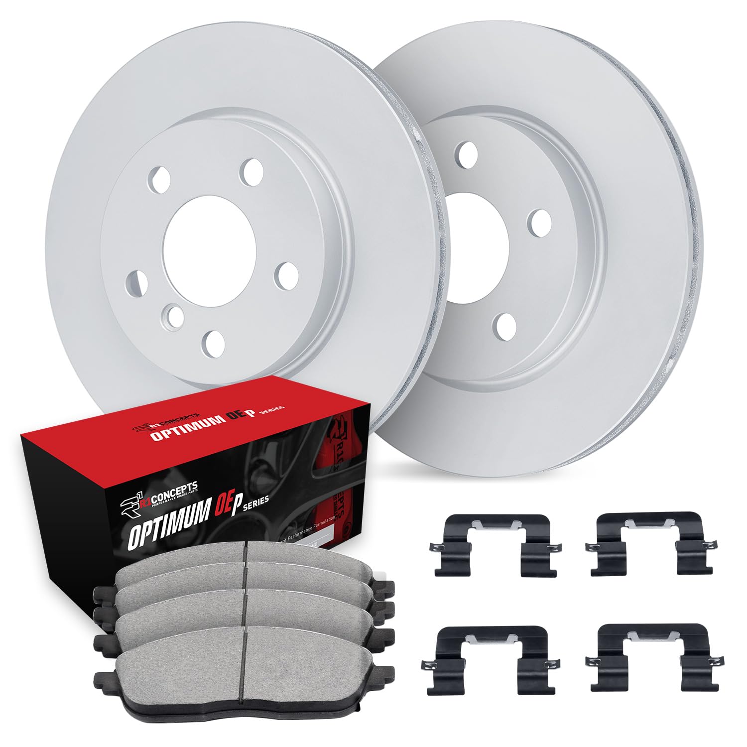 R1 Concepts Front Brake Kit For 2020-2023 Mercedes Benz GLE350| Blank Brake Rotors| Optimum Oep Brake Pads and Rotors Kit|Hardware included