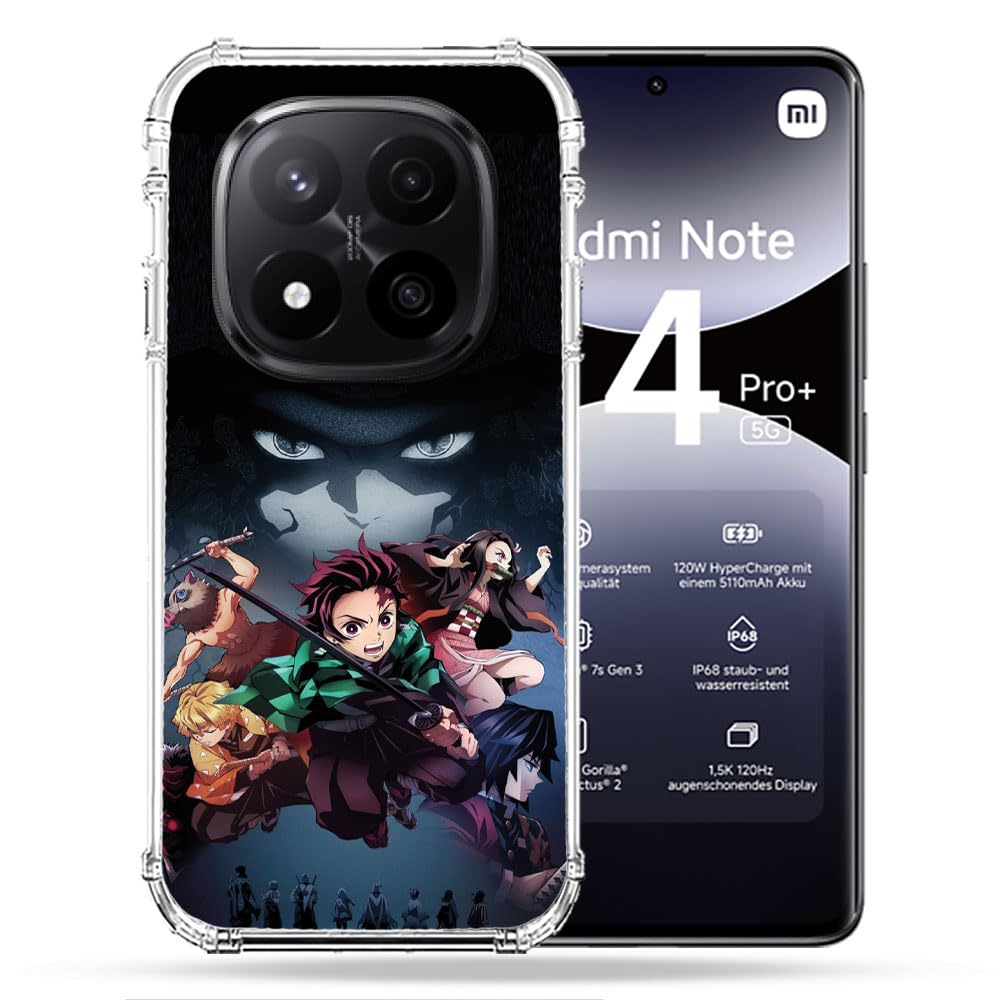 Cokitec Reinforced Case for Xiaomi Redmi Note 14 Pro Plus 5G Manga Demon Slayer Black