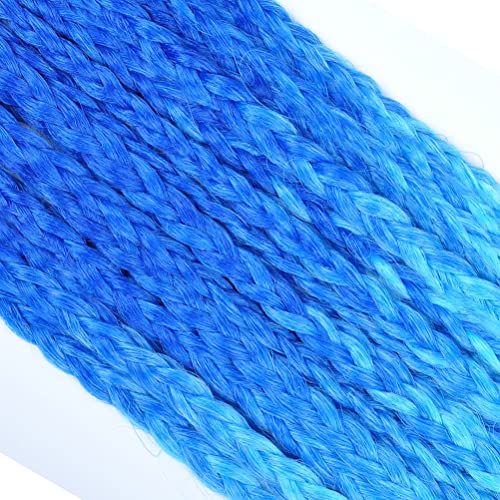 Afnote Crochet Box Braids Hair For Black Women 24 Inch 6 Packs Pre-Looped Ombre Blue Crochet Braiding Hair 132 Strands/Lot Synthetic Goddess Medium Box Braid Hair Extensions (Black/Blue/Light Blue) #TOP3