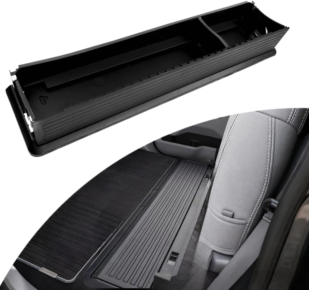 Foldable Under Seat Storage Box Compatible with Ford 2015-2025 F150 2017-2025 F250 F350 F450 F550 Upgraded Folding Under Rear Seat Cargo Storage Box Black