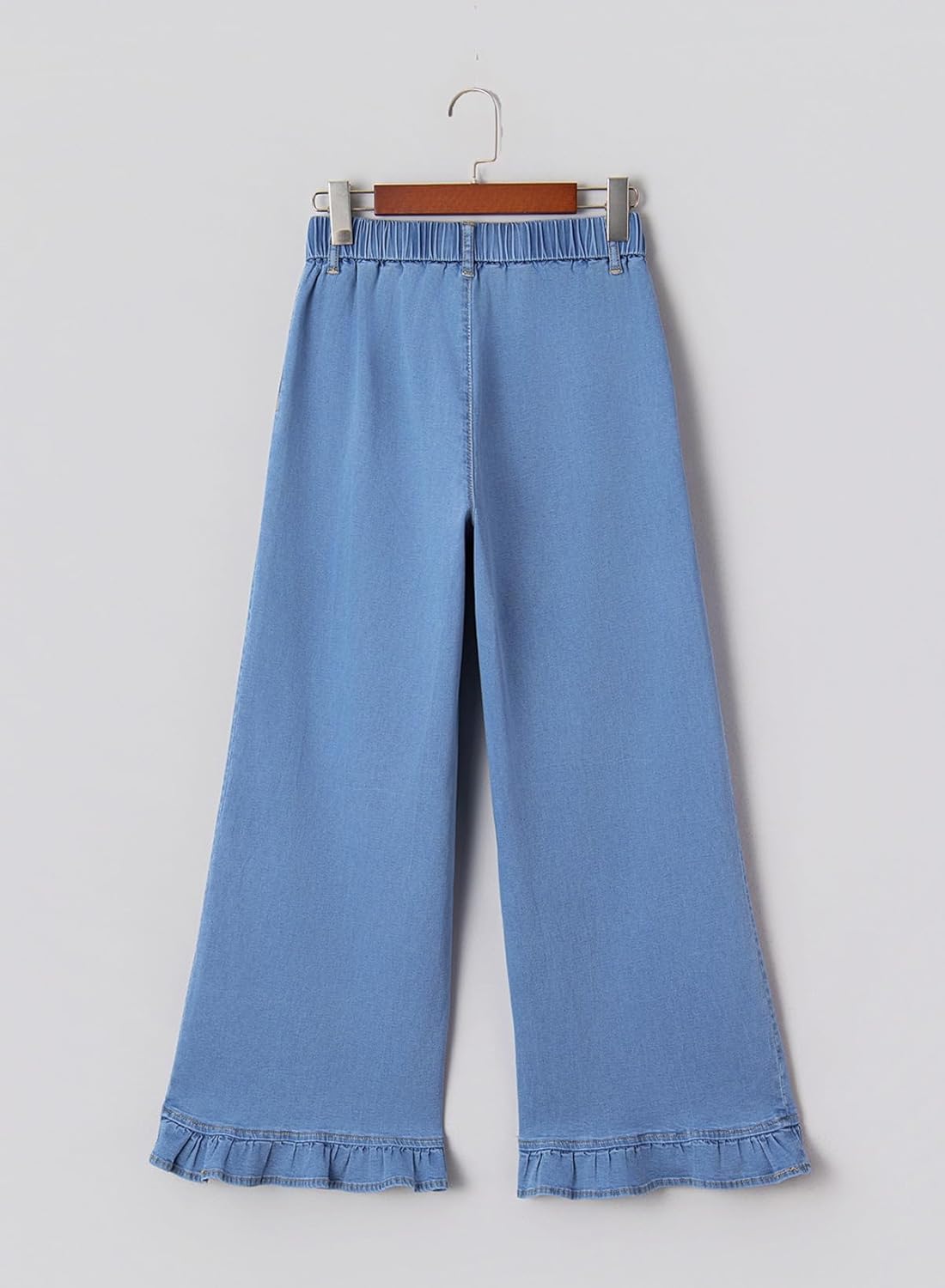 Astylish Wide Leg Jeans for Women Stretch High Wasited Baggy Trendy Denim Jean Ruffle Hem Pants - Image 6