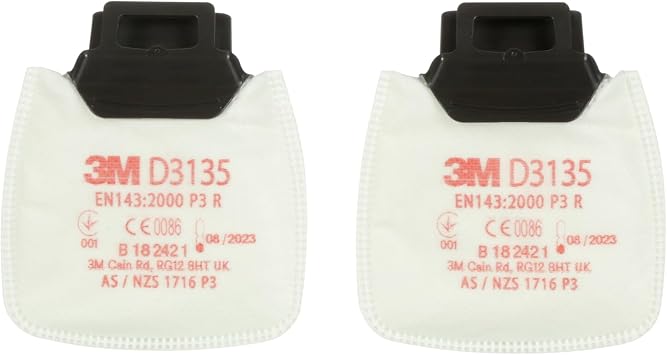 3M Secure Click Particulate Filter, P3 R, D3135, Pack of 2