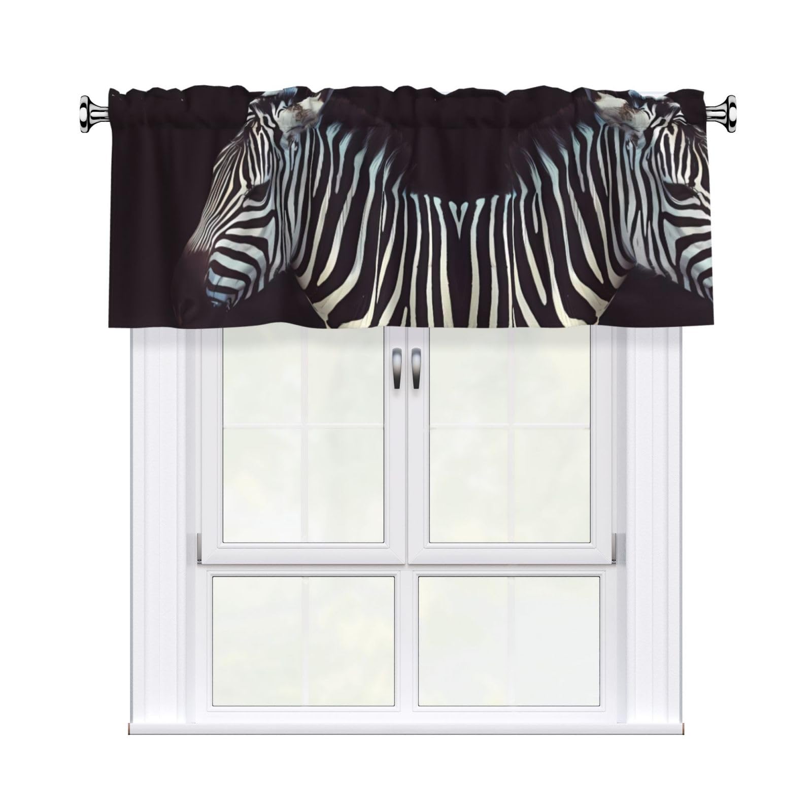 YYHHAOFA Animal Zebra Prints Durable Kitchen Window Layer – 54x18 Inch 100% Polyester Valance with Precision Construction