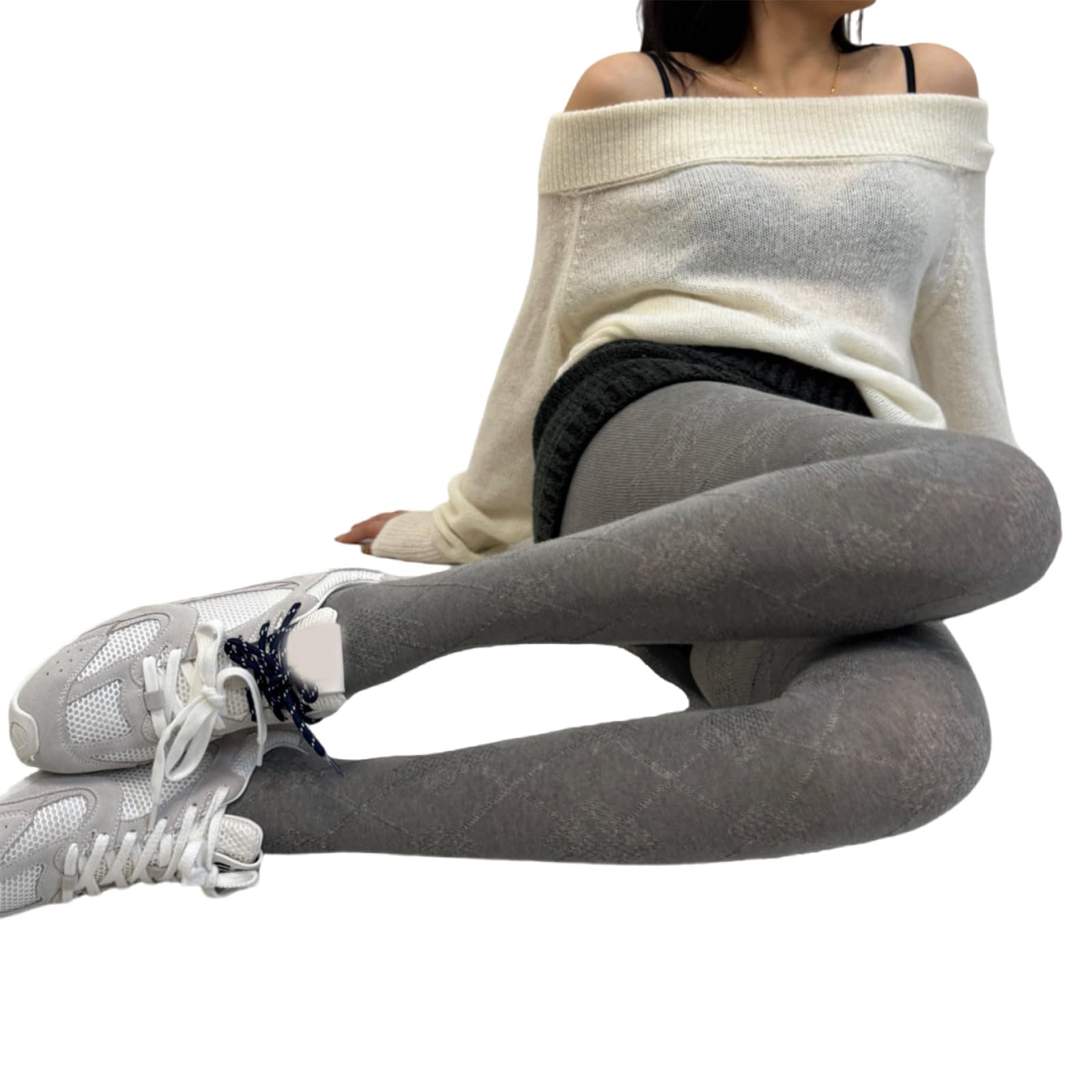 Maxtonser Vintage Argyle Pattern Cotton Tights for Women Breathable Leggings Winter Fall Color Opaque Pantyhose Stockings