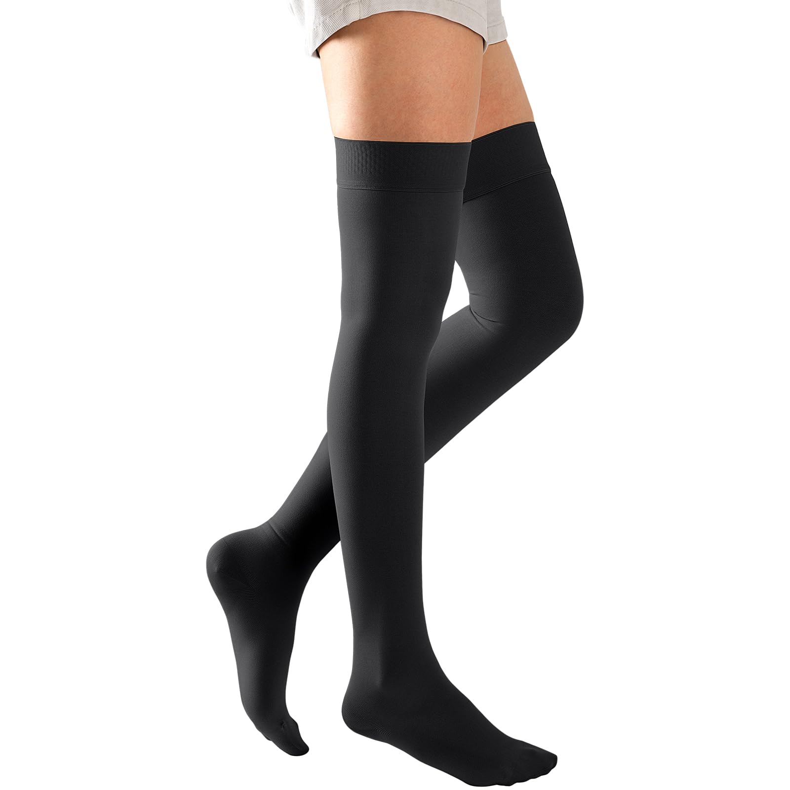 Medizinische Oberschenkelhohe Kompressionsstrümpfe 15-20 mmHg für Damen & Herren, feste Stützschlauchsocken mit Silikonpunkt