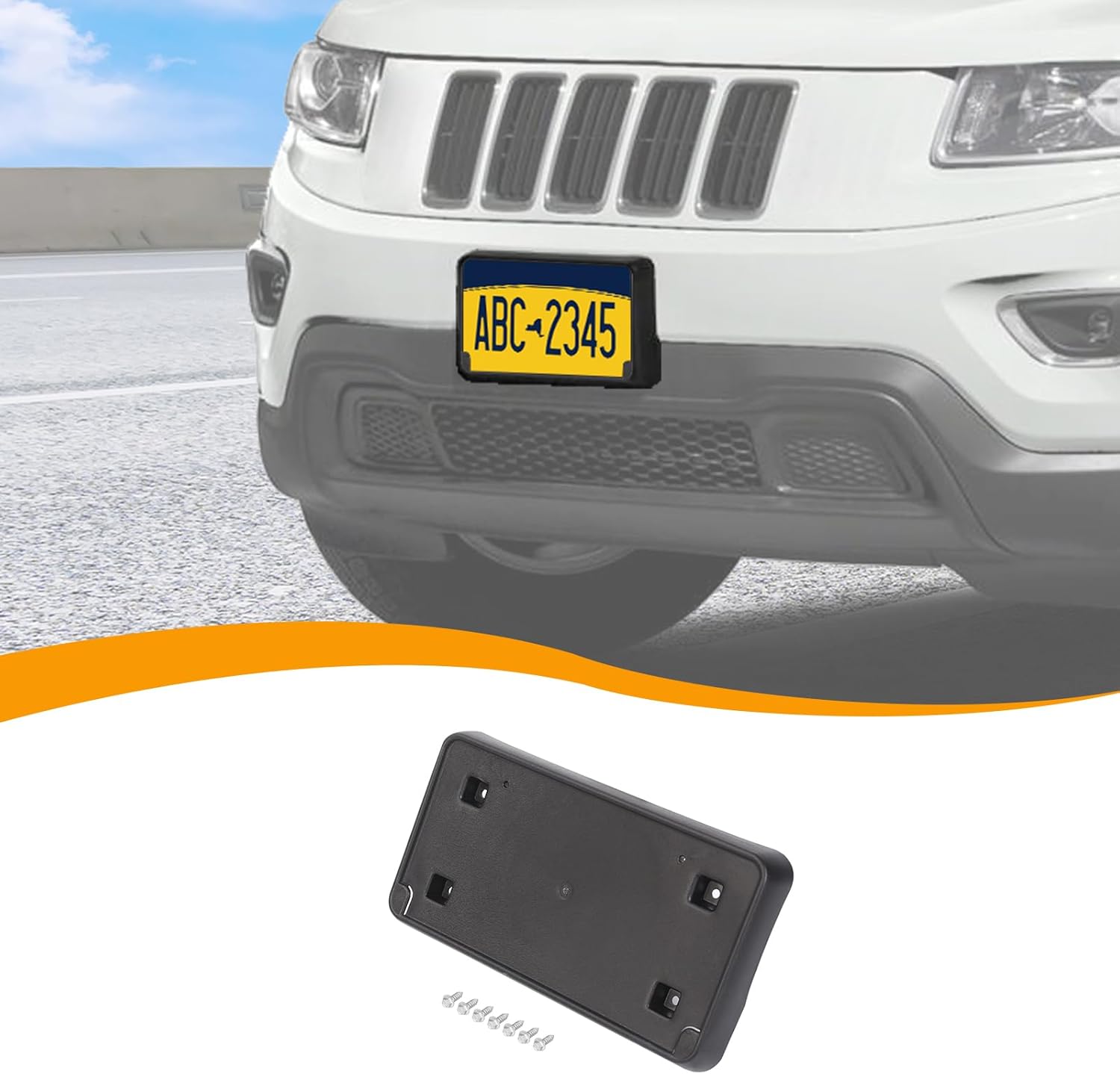 Hoolcar Front License Plate Frame Car License Plate Mounting Bracket Holder Fit for Jeep Grand Cherokee 2014-2016, Black