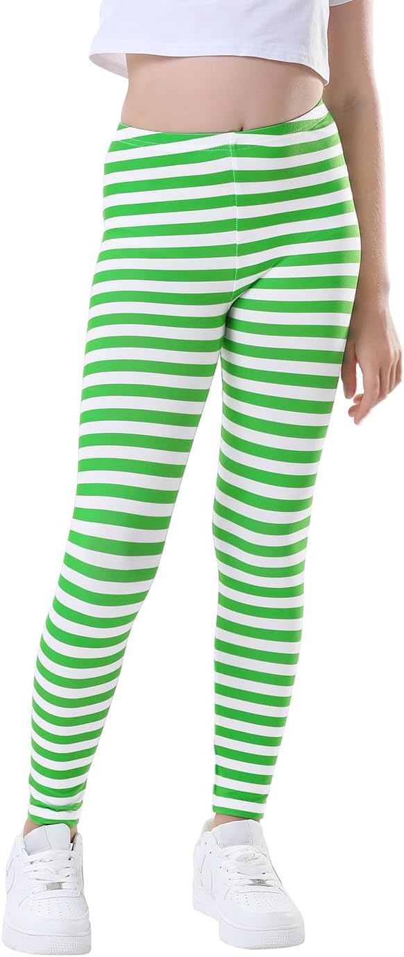HDE Girl's Leggings Holiday Stretchy Full Ankle Length Striped Tights