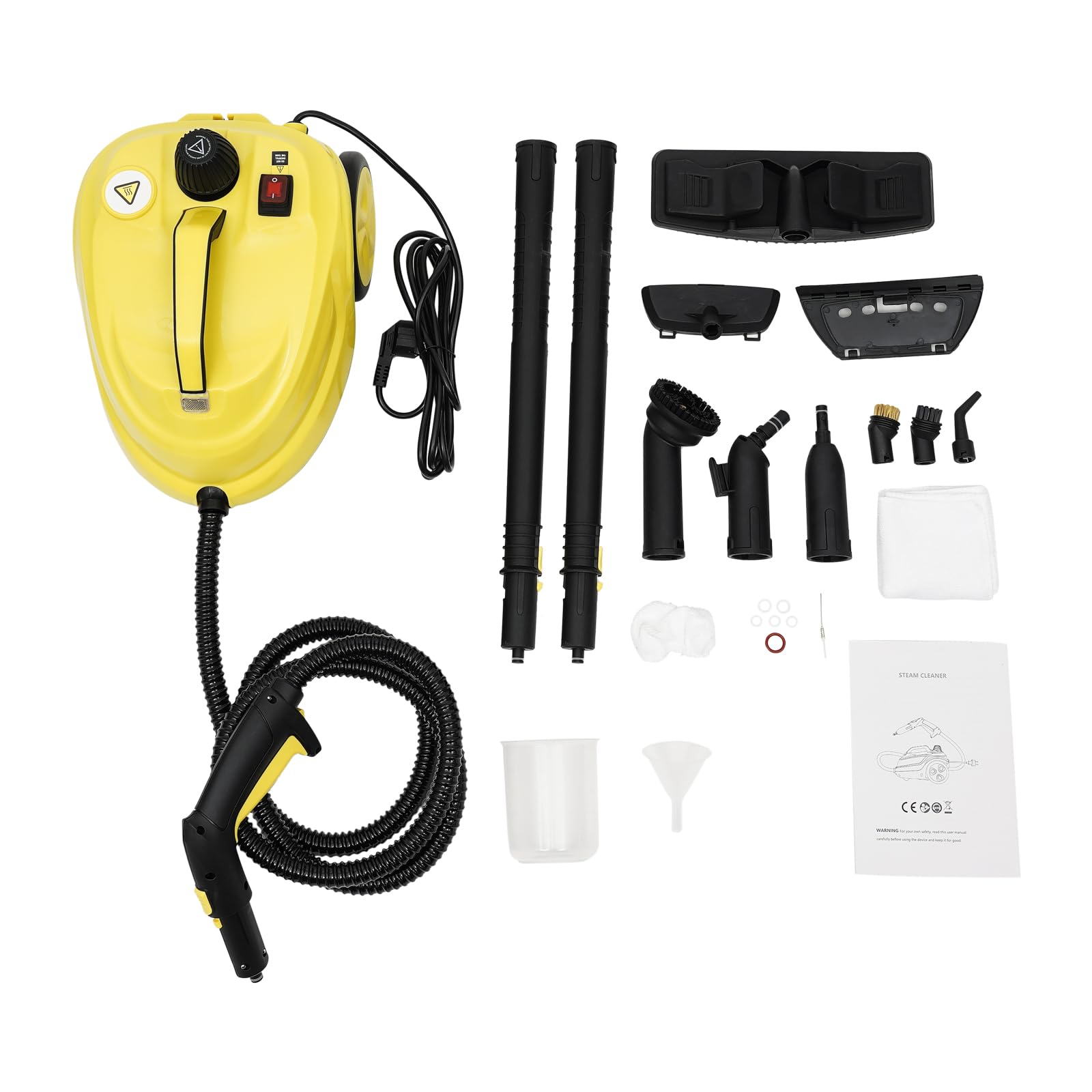 Limpiador a vapor de 2000W, presión de vapor: hasta 5 bar, temperatura: hasta 160°C, superficie de limpieza: 108 m², con 13 accesorios, tanque de agua de 1,8L y limpiador de vapor