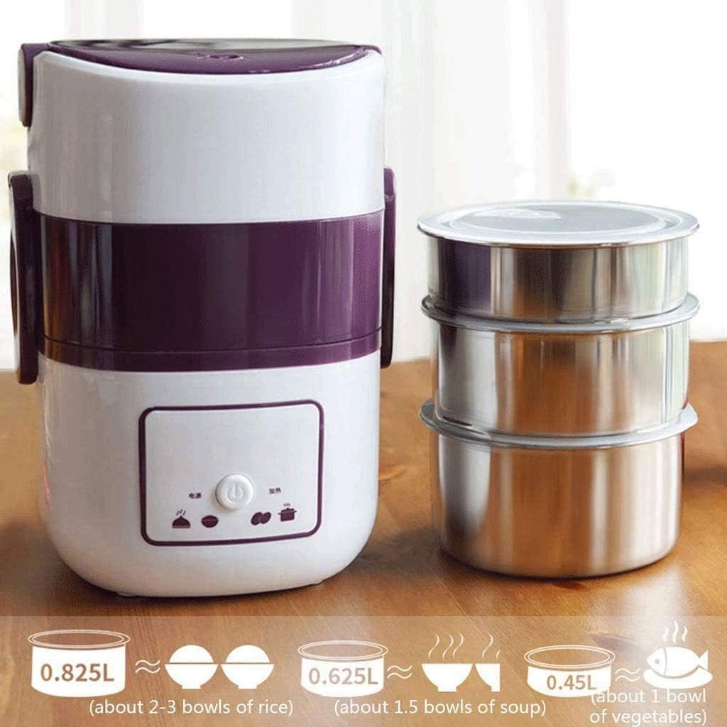 Insulated Lunch Box - Three-layer Portable Heatable Electric, Stainless Steel Liner Design