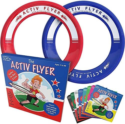 Activ Life Frisbee Ring for Kids (2 Pack, Blue & Red), Flying Ring Frisbees with Whole in Center, Outdoor Toys & Easter Basket Stuffer Gift for Kids