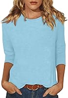 Vista 20 de Blouses for Women 2025 Three Quarter Sleeve Round Neck T Shirt Hawaiian Printing Trendy Fashion Beach Tops