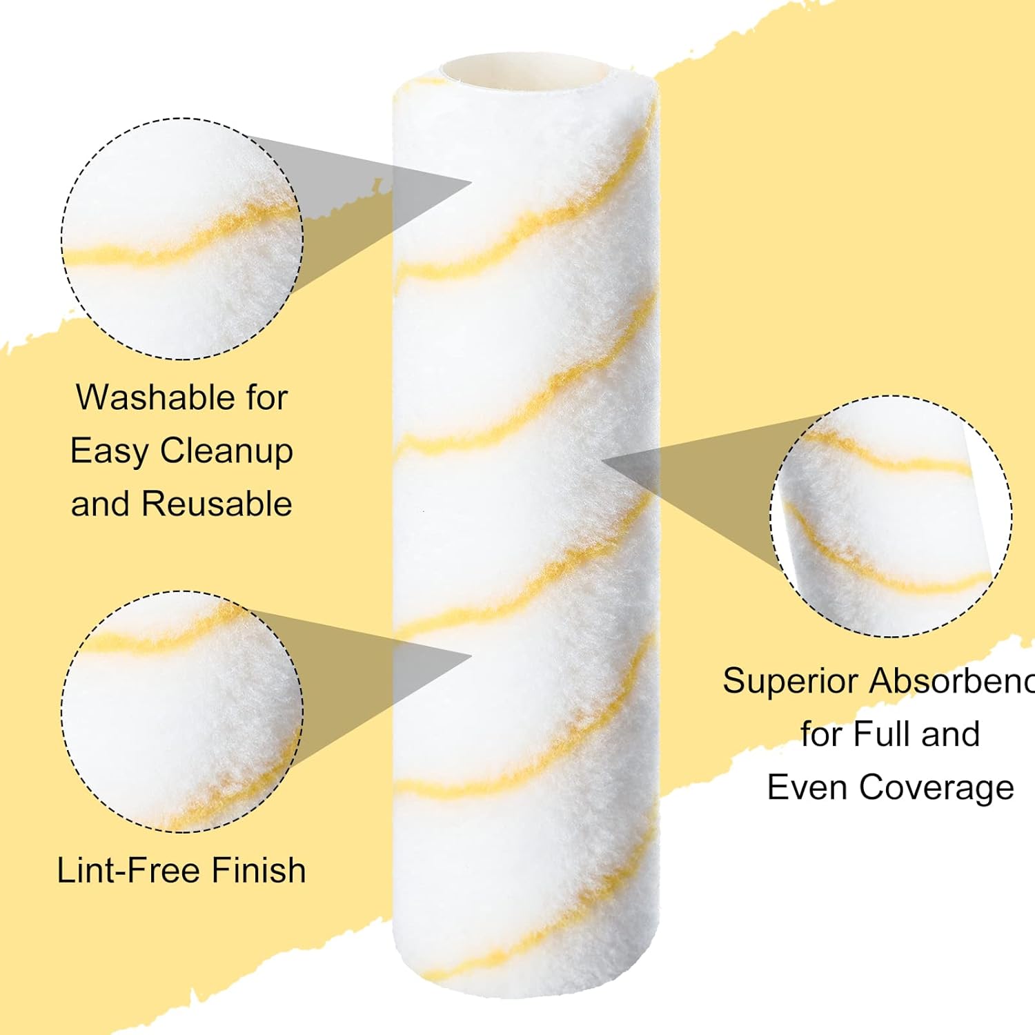 100 Pieces Paint Roller Covers 1/2 x 9 Inch Microfiber Paint Roller Covers Naps for Paint Roller Paint Brush Cover Naps House Painting Supplies