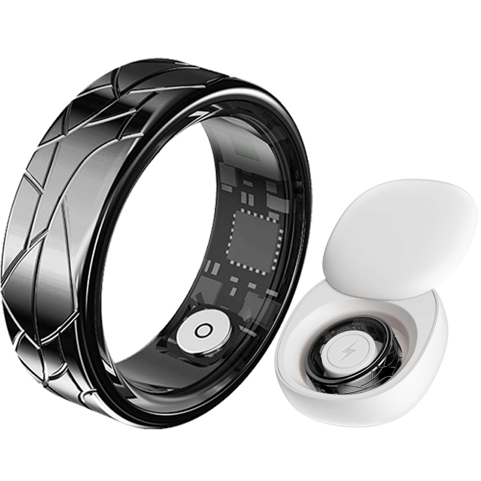 Smart Ring Smartringe für Herren Damen Fitnessring Schrittzähler Schlaf Ring Herzfrequenz Fitness Tracker Ring Kalorien Health Sport Smart Ring Android iOS Gesundheitsring Pulsmesser Größe 11