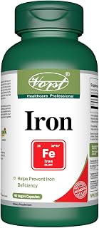 VORST Iron 45mg 90 Vegan Capsules | Max Strength Supplements for Iron Deficiency and Fatigue | Made with Ferrous Fumarate Mineral for Men & Women | 1 Bottle